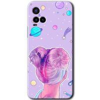 Vivo Y21s HD Baskılı Kılıf + 9D Tam Ekran Koruyucu - Uzaylı Kız