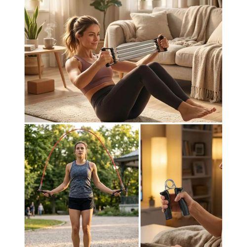 Evde Spor Seti Atlama İpi El Güçlendirici Ve Karın Aleti