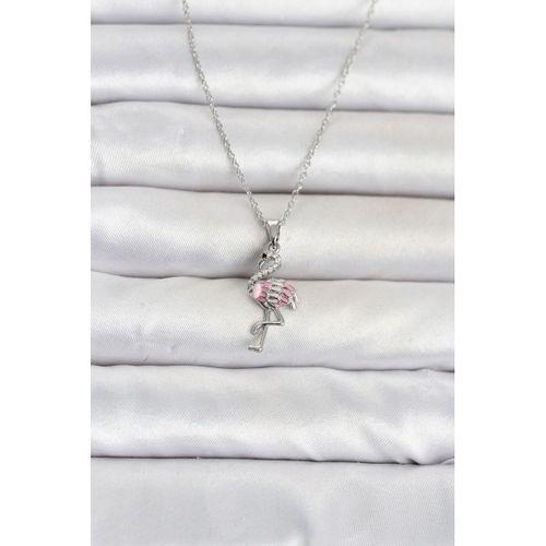 316L Çelik Zincir Gümüş Renk Flamingo Model Kadın Kolye
