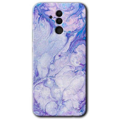 Huawei Mate 20 Lite Kılıf HD Desen Baskılı Arka Kapak + Temperli Cam - Spots Lilac