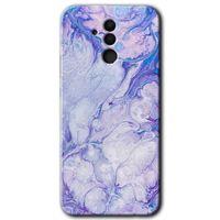 Huawei Mate 20 Lite Kılıf HD Desen Baskılı Arka Kapak + Temperli Cam - Spots Lilac