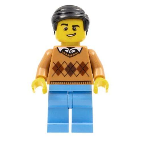 Lego Minifigür Dad - Medium Nougat Argyle Sweater twn298