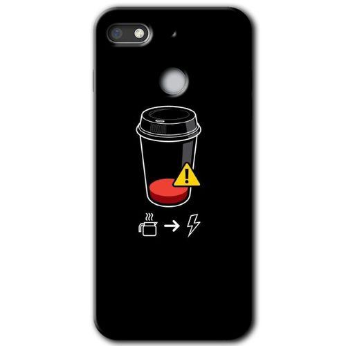 MRCİLETİSİM General Mobile GM 8 Go Kılıf HD Desen Baskılı Arka Kapak + Temperli Cam - Coffee Battery