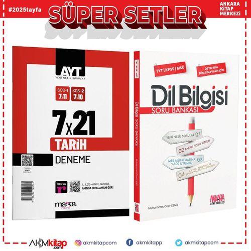 Marka Yayınları AYT Tarih 7x21 Deneme ve AKM Dil Bilgisi Soru Bankası Seti 2 Kitap