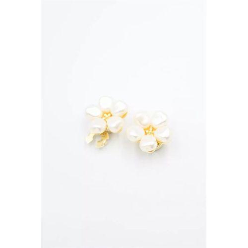 İncili Düğme Broşu - Altın