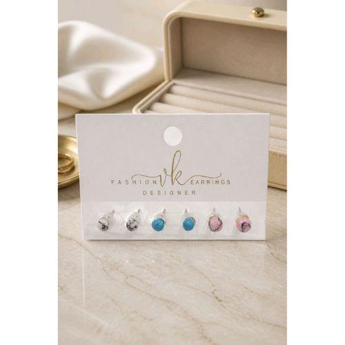 Monalisa Home Figürlü Renkli Üç Çift Çoklu Küpe