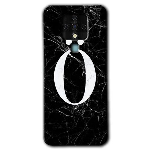 Potkal Hediye Fabrikası Tecno Camon 16 Kılıf HD Desen Baskılı Arka Kapak - Siyah Mermer Desenli Ö Harfi