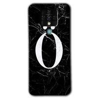 Potkal Hediye Fabrikası Tecno Camon 16 Kılıf HD Desen Baskılı Arka Kapak - Siyah Mermer Desenli Ö Harfi