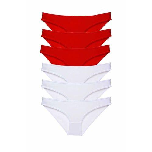 6 adet Süper Eko Set Likralı Kadın Slip Külot Kırmızı Beyaz