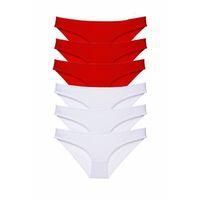 6 adet Süper Eko Set Likralı Kadın Slip Külot Kırmızı Beyaz