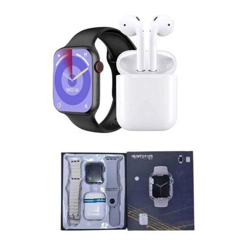 Akıllı Saat Gümüş Kasa Bluetooth Kulaklık Hediyeli Çok Fonksiyonlu İkili Set