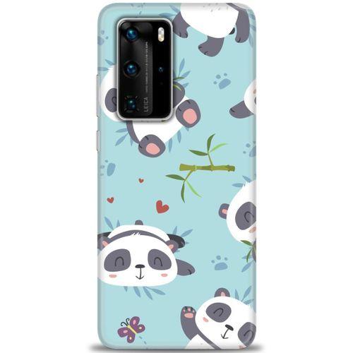 Huawei P40 Pro Kılıf HD Baskılı Kılıf - Pandalar + Tam Ekran Koruyucu