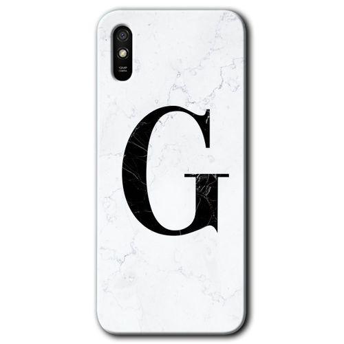 Redmi 9A Kılıf HD Desen Baskılı Arka Kapak - Beyaz Mermer Desenli G Harfi