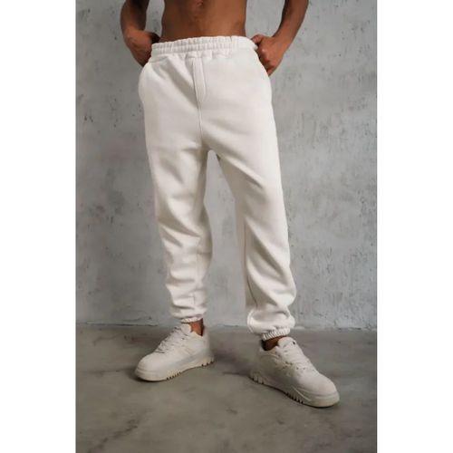 Erkek Üç İplik Alt Eşofman Lastikli - Beyaz