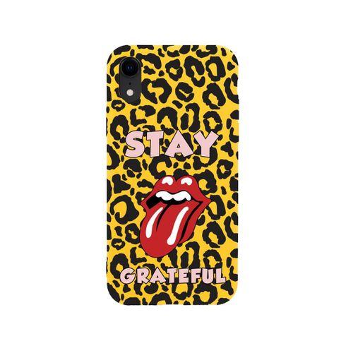 iPhone XR Stay Grateful Premium Sarı Lansman Silikonlu Kılıf