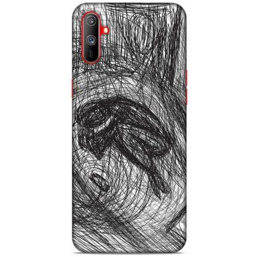 Oppo Realme C3 Kılıf Depresyon (37) Silicone Cover Sarı Lacivert