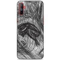 Oppo Realme C3 Kılıf Depresyon (37) Silicone Cover Sarı Lacivert
