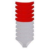 10 Adet Süper Eko Set Likralı Kadın Slip Külot Kırmızı Gri