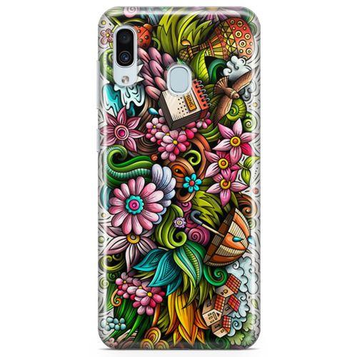 Samsung Galaxy A30 Kılıf Spring Doodle Arka Kapak Koruma Desenli Full Koruyucu