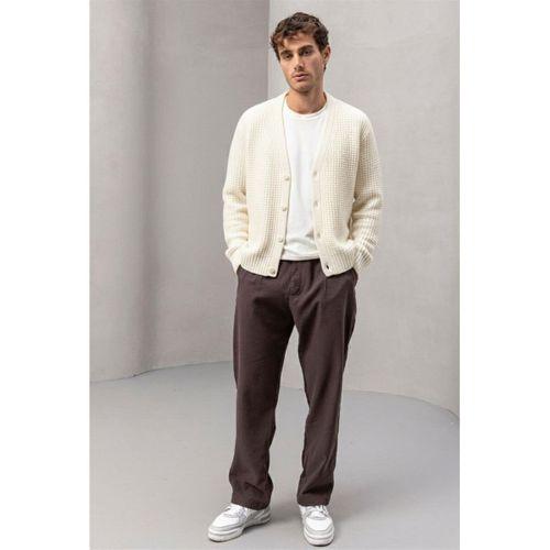 Nopenli Fitil Örgü Düğmeli Hırka Ekru - Wenders Bisiklet Yaka Sweatshirt Ekru - Wilder Modal Kumaş Pantolon Kahve