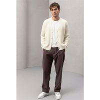 Nopenli Fitil Örgü Düğmeli Hırka Ekru - Wenders Bisiklet Yaka Sweatshirt Ekru - Wilder Modal Kumaş Pantolon Kahve