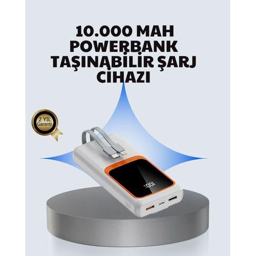 Kompakt 10000 Mah Powerbank – Dijital Göstergeli, Type-c Ve Lightning Uyumlu