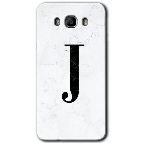 Samsung Galaxy J7 2016 HD Baskılı Kılıf + 9D Tam Ekran Koruyucu - Beyaz Mermer Desenli J Harf