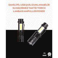 Taşınabilir Şarjlı Led Fener - 4 Modlu, 2000lm, Ayarlanabilir Odak