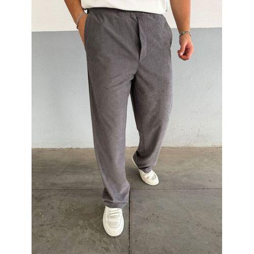 Slimfit Yakalı Astarlı Yan Cep Baggy Pantolonlu Kadife Takım