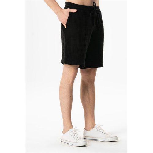 Beli Lastikli Rüzgar Kadın/Erkek Unisex Müslin Yazlık Şort Siyah Syh