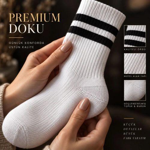 Unisex Renkli Çorap Çizgili 16'lı Set Uzun Soket Günlük Spor Kolej Stil Rahat Kadın Erkek Çorabı