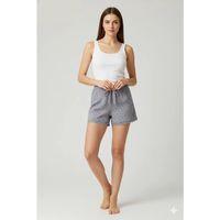 Düz Renk Mini Çiçek Desenli Penye Kadın Ev Şortu Bacak Dantel Detaylı Ev Giyim Gri