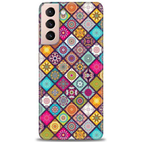 Samsung Galaxy S21 Kılıf HD Baskılı Kılıf - Renkli Mozaik + Tam Ekran Koruyucu