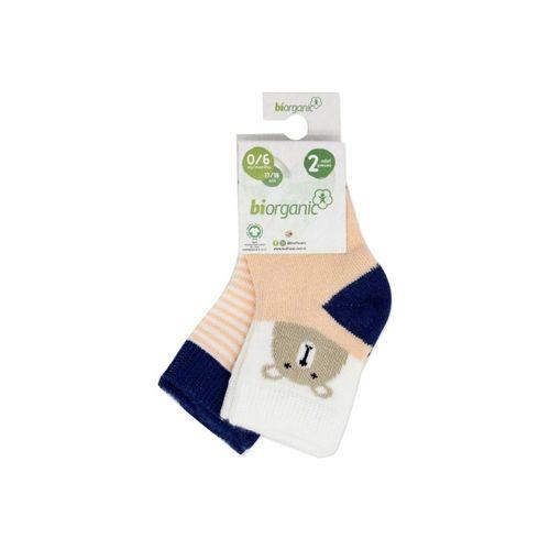 Bibaby Bibaby Biorganic Hello Teddy Bear 2'Li Kız Çorap 68404 Somon