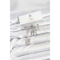 Pirinç Gümüş Renk Göz ve Kutup Yıldızı Model YSX Trio Küpe Seti