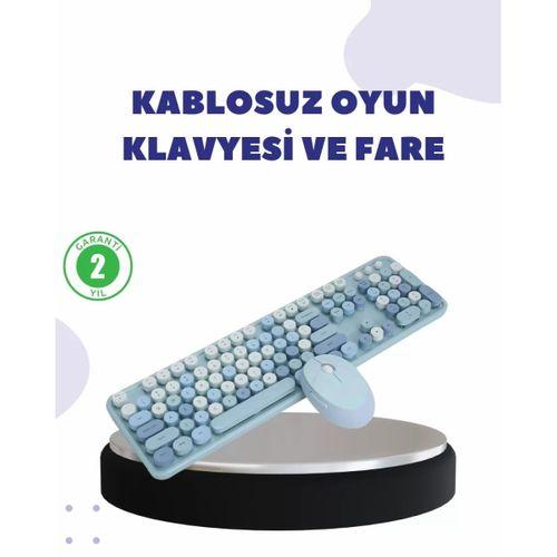 Kablosuz Retro Klavye Ve Mouse Seti – 104 Tuşlu, Sessiz Yazım