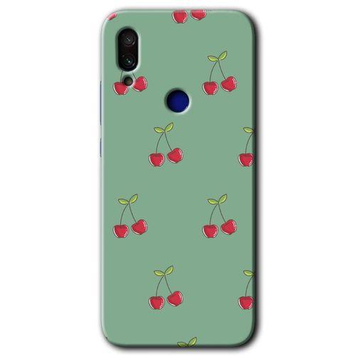 MRCİLETİSİM Xiaomi Redmi Note 7 Kılıf Baskılı Kapak - Kiraz Berry + 5D Tam Kaplayan Cam
