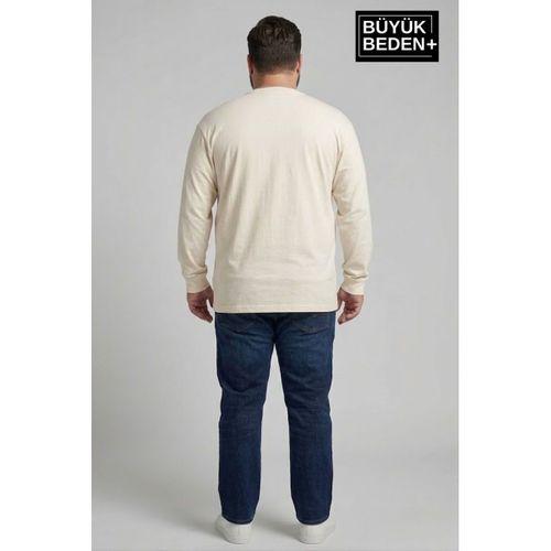 Erkek Büyük Beden Uzun Kollu 2 İplik Bisiklet Yaka Tişört SPR26BEA942