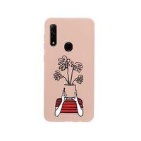 Oppo A31 Mood Plants Premium Silikonlu Pembe Telefon Kılıfı