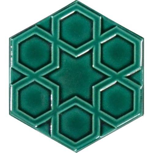 Armada Çini 15x17 Cm Rölyefli Yıldız Yeşil Altıgen Çini Karo
