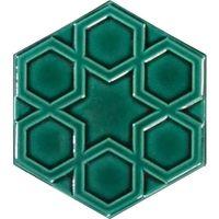 Armada Çini 15x17 Cm Rölyefli Yıldız Yeşil Altıgen Çini Karo