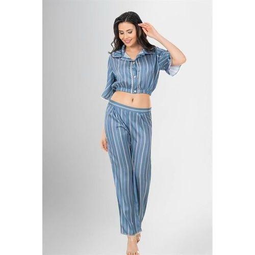 2'li Desenli Saten Pijama Takımı