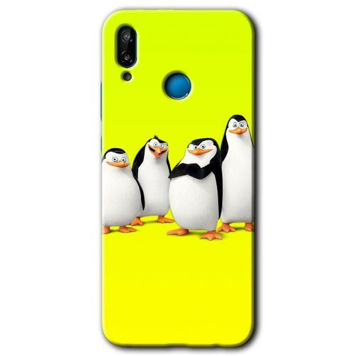 Huawei P20 Lite Kılıf Baskılı Kapak - Penguenler + 5D Tam Kaplayan Cam