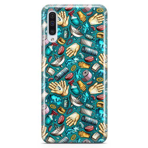 Samsung Galaxy A50 Kılıf Deodorant Sabun Doodle Arka Kapak Koruma Desenli Full Koruyucu