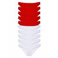 10 adet Süper Eko Set Likralı Kadın Slip Külot Kırmızı Beyaz
