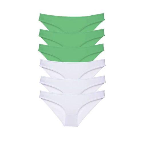 6 Adet Eko Set Likralı Kadın Slip Külot Yeşil Beyaz