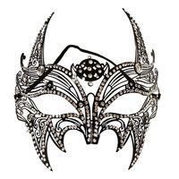 Siyah Lazer Kesim Kristal Taşlı Metal Lüks Maske