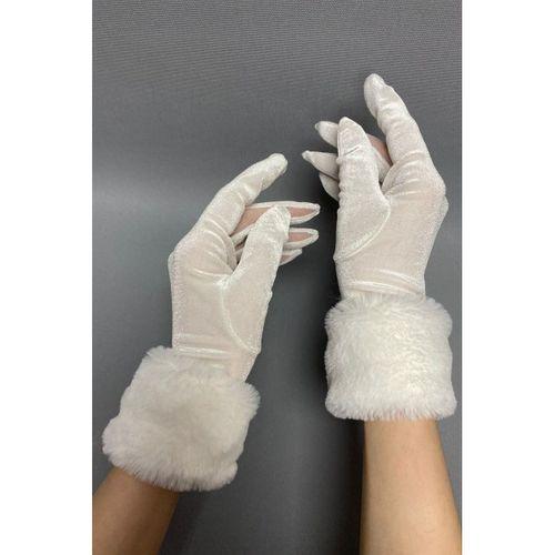 İpek Kadife Kürklü Eldiven