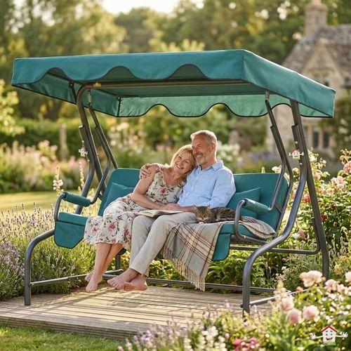 Yekta Bahçe Salıncağı 3 Kişilik Gölgelikli Salıncak 200 Cm Dalyan