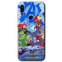 Redmi Note 7 Kılıf HD Desen Baskılı Arka Kapak - Avengers Cartoon + Kırılmaz Cam